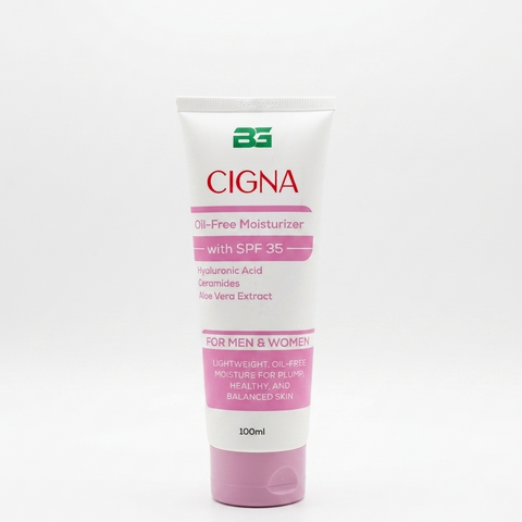 Cigna skincare product with pink and white packaging on a white background