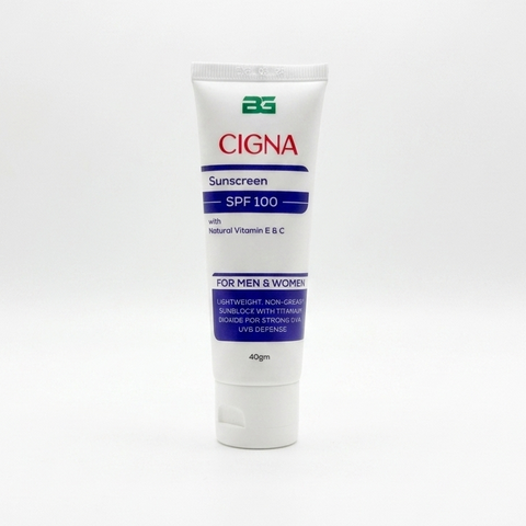 Cigna sunscreen tube on a white background